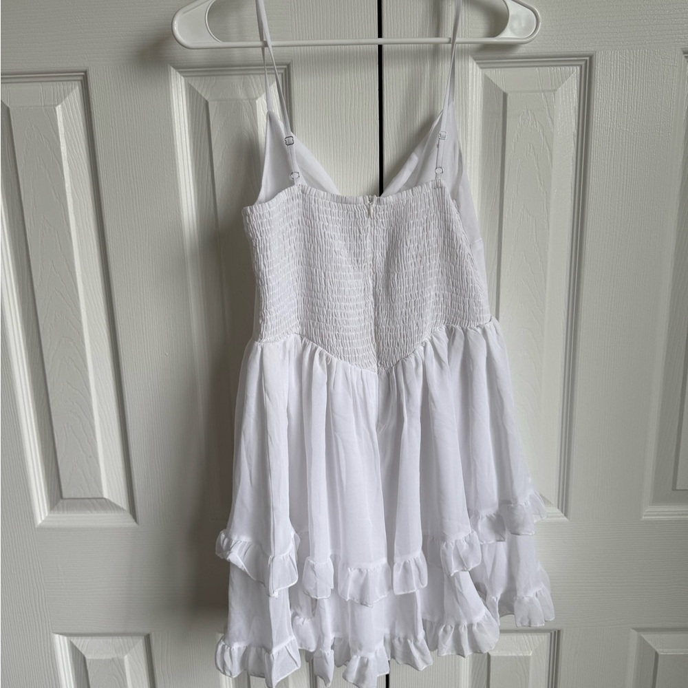 White Ruffled Mini Dress - Picture 5 of 6